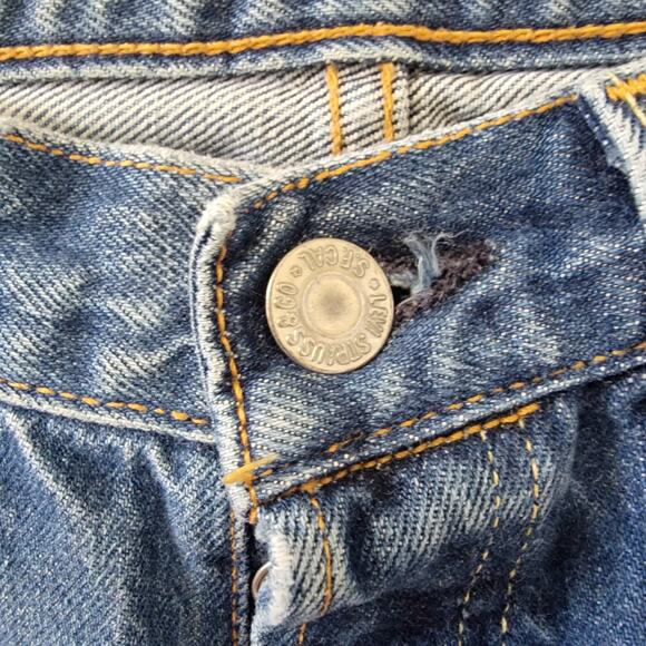 Selvedge Levi Button Fly MADE IN USA 100% Cotton Original Jeans Women's W28 L30 - Picture 8 of 16